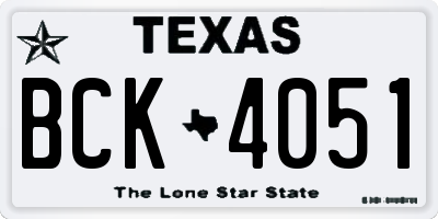 TX license plate BCK4051
