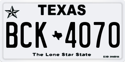 TX license plate BCK4070