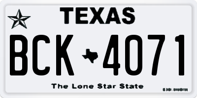 TX license plate BCK4071