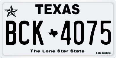 TX license plate BCK4075