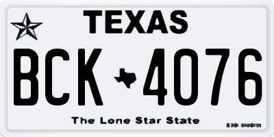 TX license plate BCK4076