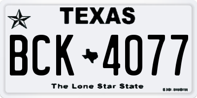 TX license plate BCK4077