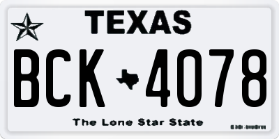 TX license plate BCK4078
