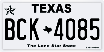 TX license plate BCK4085