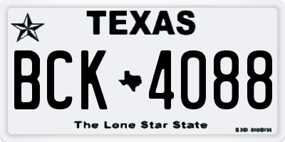 TX license plate BCK4088