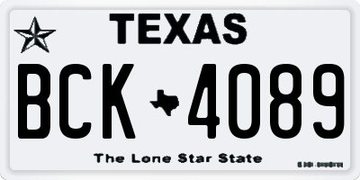 TX license plate BCK4089