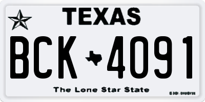 TX license plate BCK4091