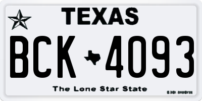 TX license plate BCK4093