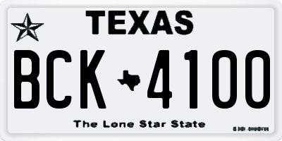 TX license plate BCK4100