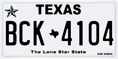 TX license plate BCK4104