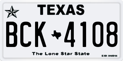 TX license plate BCK4108