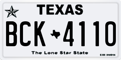 TX license plate BCK4110