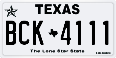 TX license plate BCK4111