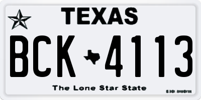 TX license plate BCK4113