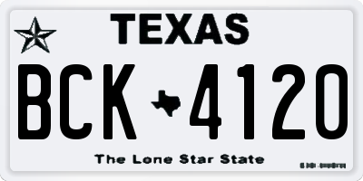 TX license plate BCK4120