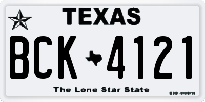 TX license plate BCK4121