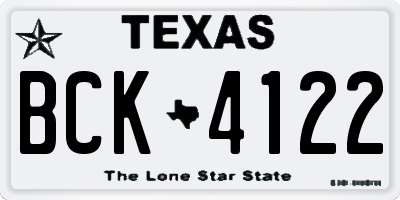 TX license plate BCK4122