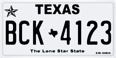TX license plate BCK4123