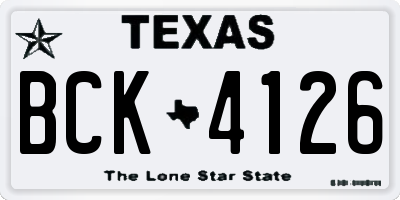 TX license plate BCK4126