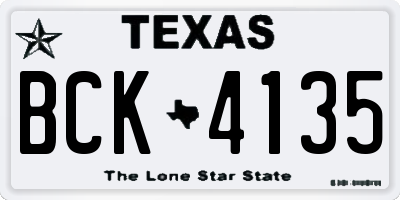 TX license plate BCK4135