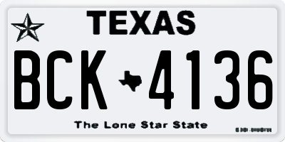 TX license plate BCK4136