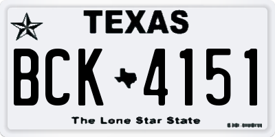 TX license plate BCK4151