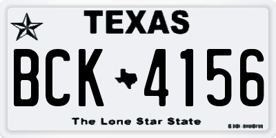 TX license plate BCK4156