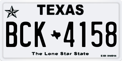 TX license plate BCK4158