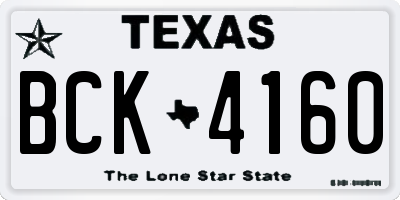 TX license plate BCK4160