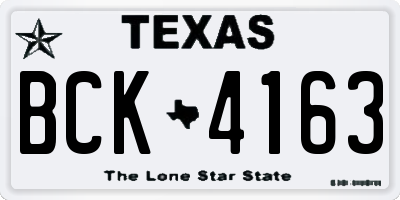TX license plate BCK4163