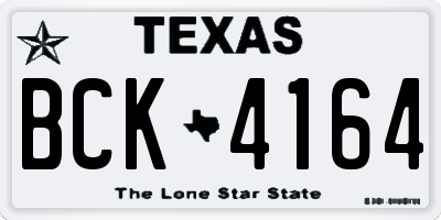 TX license plate BCK4164