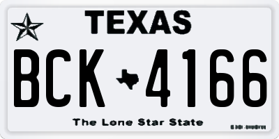 TX license plate BCK4166