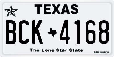 TX license plate BCK4168