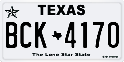 TX license plate BCK4170