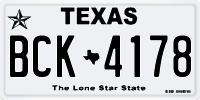 TX license plate BCK4178