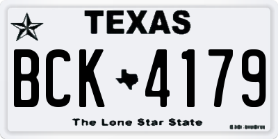 TX license plate BCK4179
