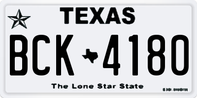 TX license plate BCK4180