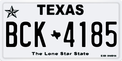 TX license plate BCK4185