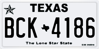 TX license plate BCK4186