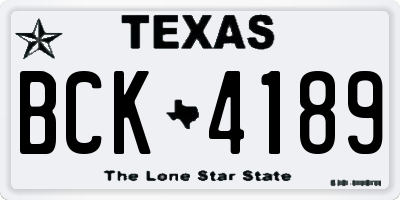 TX license plate BCK4189