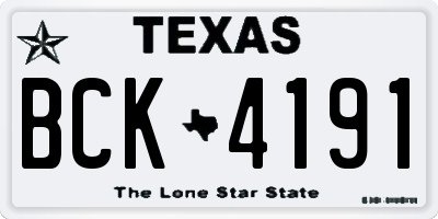 TX license plate BCK4191