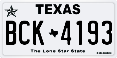 TX license plate BCK4193