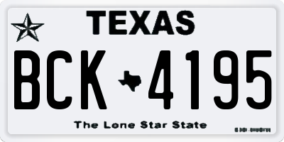 TX license plate BCK4195