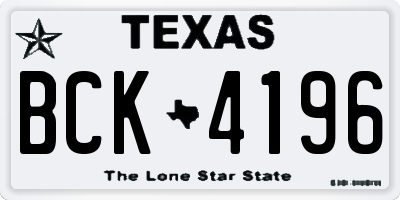 TX license plate BCK4196