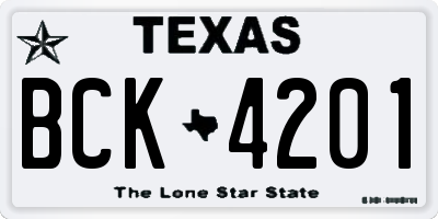 TX license plate BCK4201