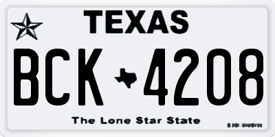 TX license plate BCK4208