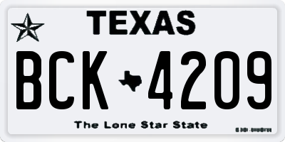 TX license plate BCK4209