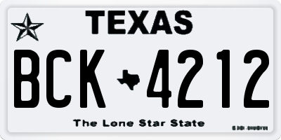 TX license plate BCK4212