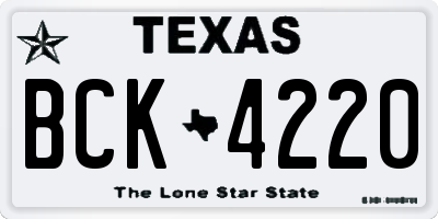 TX license plate BCK4220