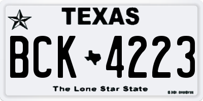 TX license plate BCK4223